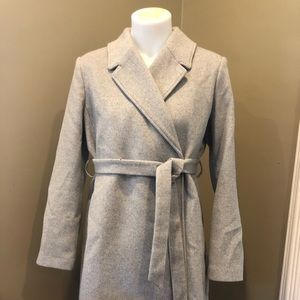 Gap Maternity Wool Tie Waist Peacoat Grey Size M